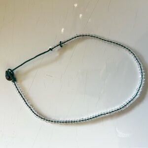 Teal and Clear Beaded Necklace